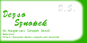 dezso sznopek business card